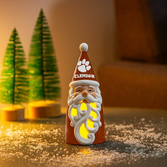 Team Sports America Best Seller - Clemson University Santa LED Statuary, 8"