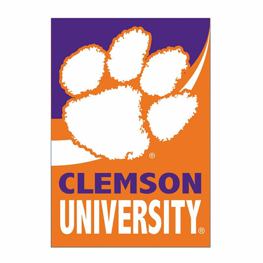 Team Sports America Signature - Clemson University Burlap Flag House Size