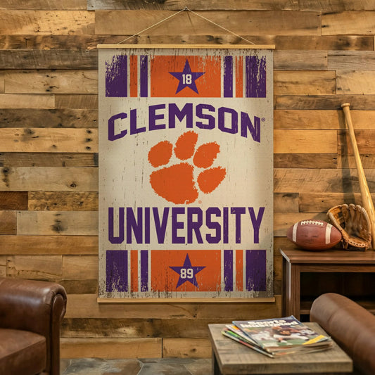 Team Sports America Best Seller - Clemson University, Canvas Wall Tapestry, Large, 54x36