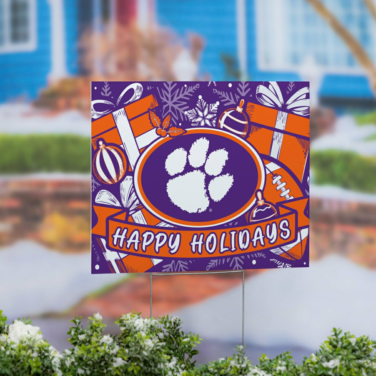 Team Sports America Recommended - Clemson University Yard Sign, Holiday