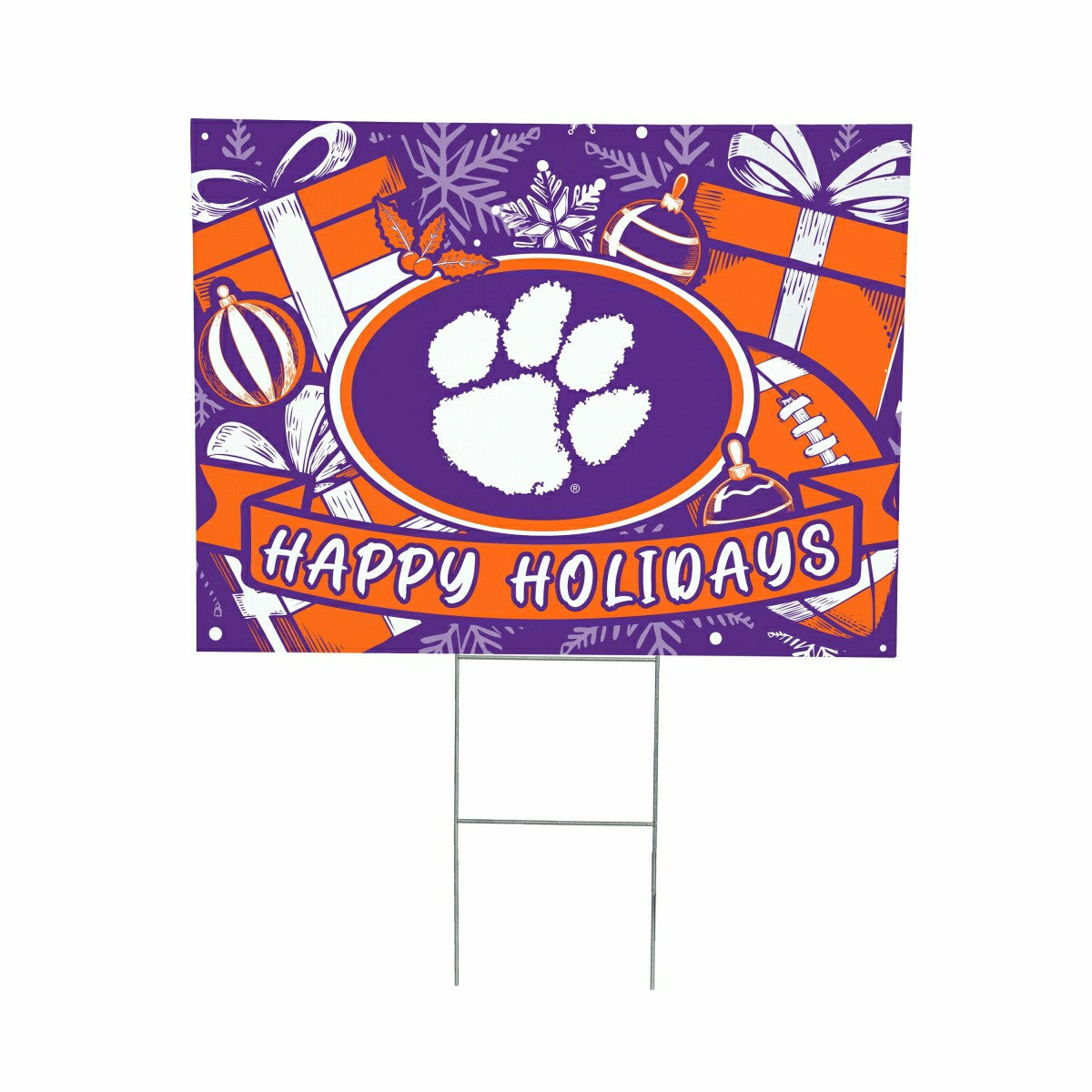 Team Sports America Recommended - Clemson University Yard Sign, Holiday