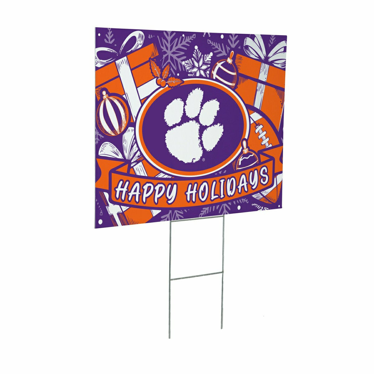 Team Sports America Recommended - Clemson University Yard Sign, Holiday