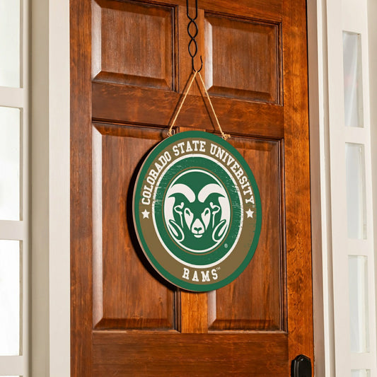 Team Sports America Best Seller - Colorado State University Round Door Décor with Hanging Rope, 18x18