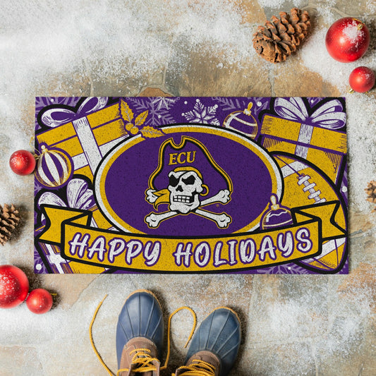 Team Sports America Exclusive - East Carolina University Holiday PVC Mat, 28"x16"