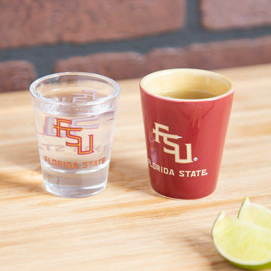 Team Sports America Recommended - Florida State University 4-Piece Ceramic and Glass 2oz. Shot Glass Set