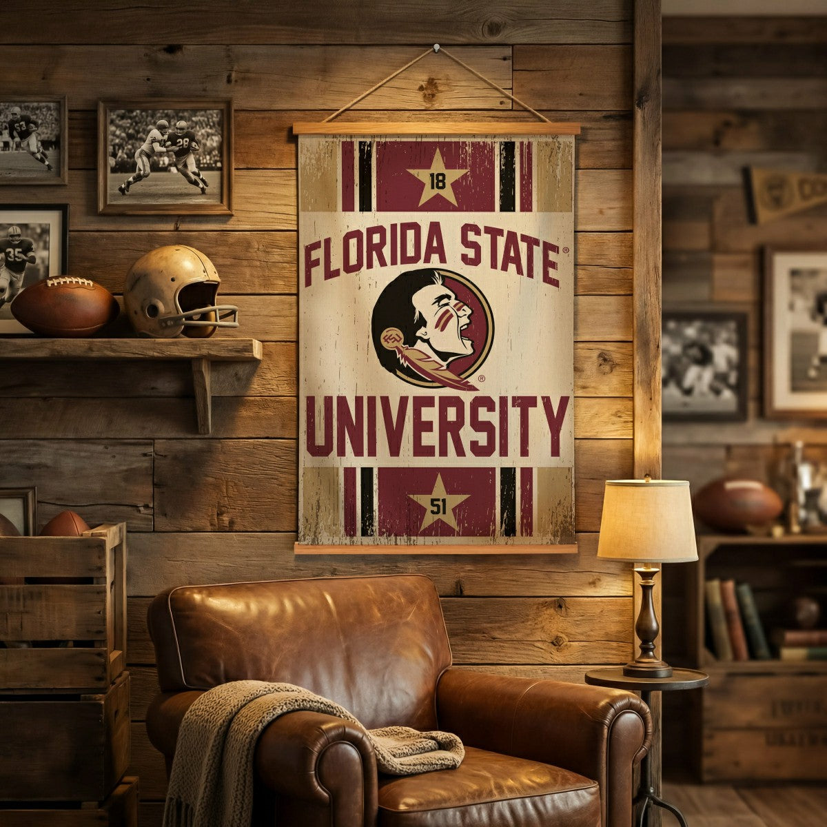 Team Sports America Recommended - Florida State University, Canvas Wall Tapestry, Medium, 36x24