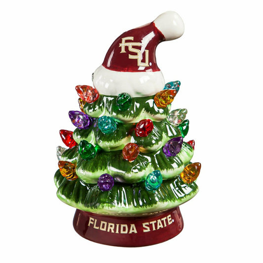 Team Sports America Signature - 4" Mini LED Tabletop Christmas Tree, Set of 2, Florida State Universit