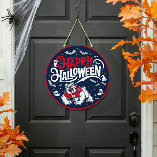 Team Sports America Everyday - Fresno State Halloween Round Door Décor with Hanging Rope, 18x18