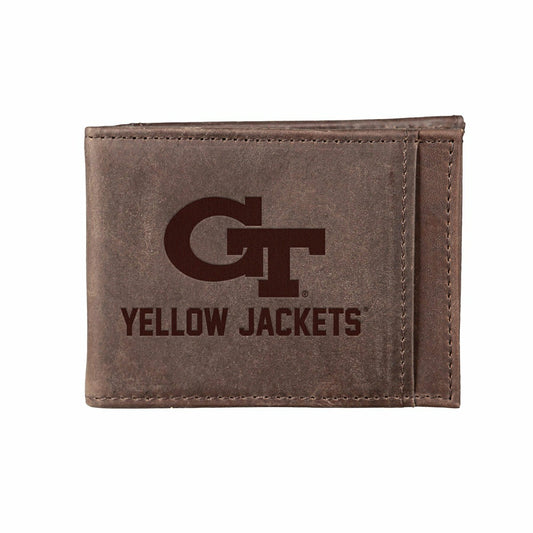 Team Sports America Classic - Front Pocket Wallet w/ RFID Blocking, Georgia Tech, Brown