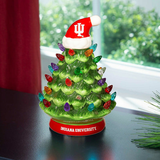 Team Sports America Essential - 8" LED Ceramic Christmas Tree, Indiana University