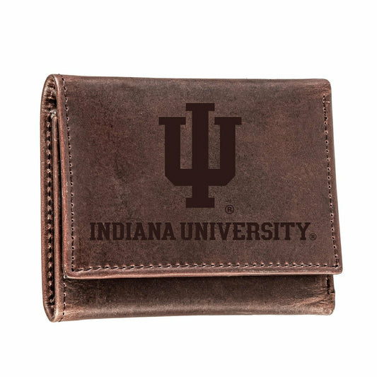 Team Sports America Essential - Indiana University, Tri-Fold Wallet, Brown, CH, 100% Genuine Leather