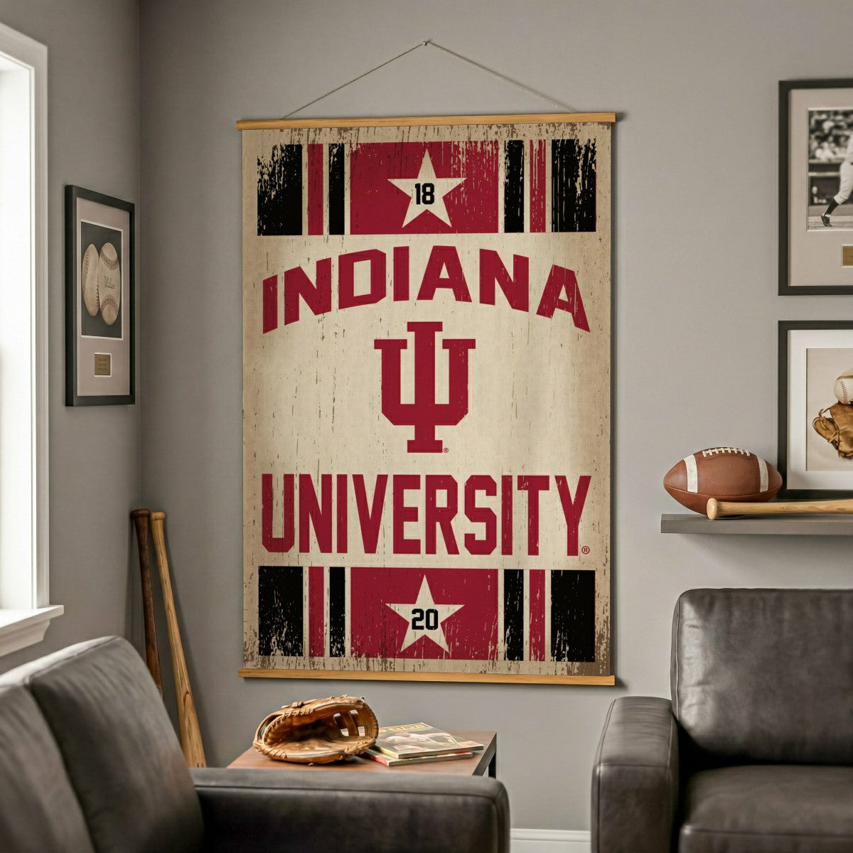 Team Sports America Signature - Indiana University, Canvas Wall Tapestry, Large, 54x36