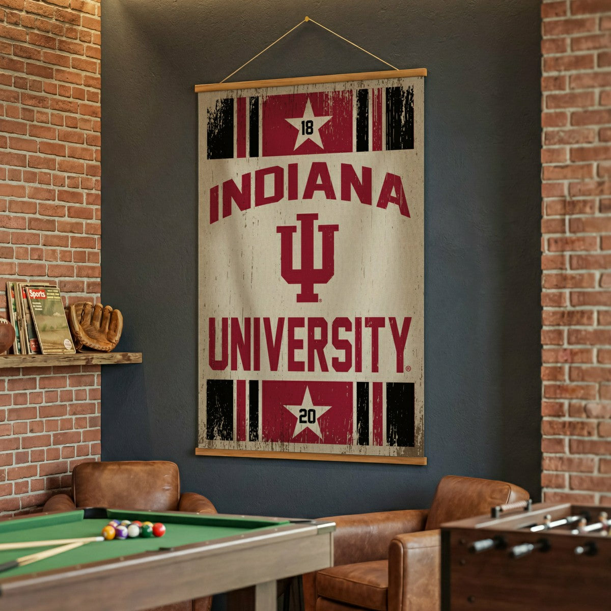 Team Sports America Signature - Indiana University, Canvas Wall Tapestry, Large, 54x36
