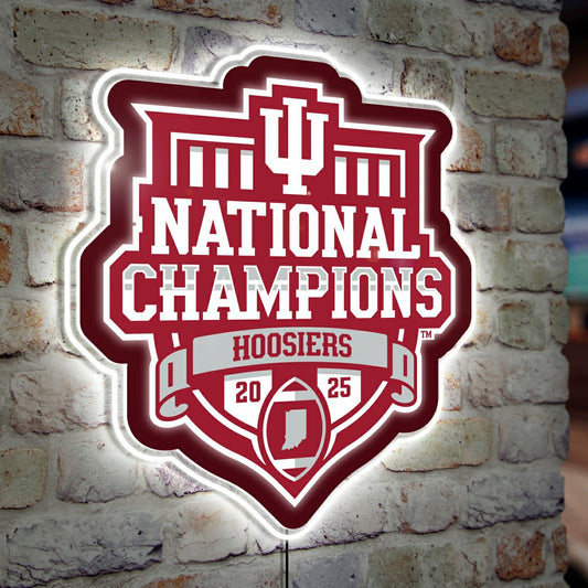 Team Sports America Best Seller - Indiana University, Div 1 Champs, LED Wall Decor, Glazelite, Shaped Lo