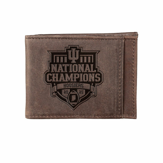 Team Sports America Recommended - Indiana University, Div 1 Champs, Front Pocket Wallet, Brown