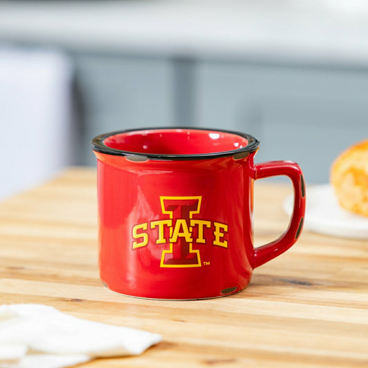 Team Sports America Trending - Iowa State University Ceramic Camp Cup with Enamel Finish, 14oz