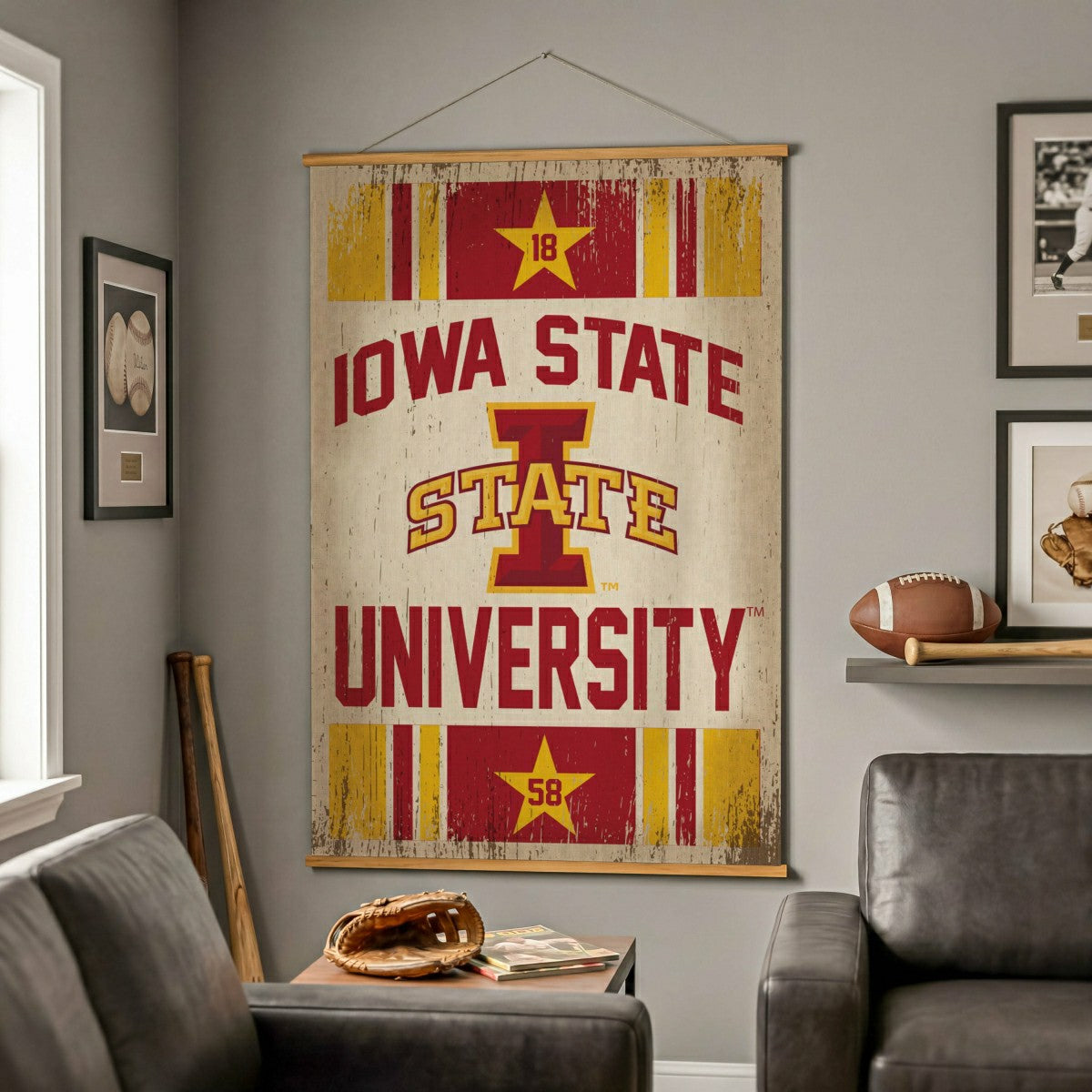 Team Sports America Everyday - Iowa State University, Canvas Wall Tapestry, Large, 54x36