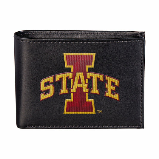Team Sports America Classic - Iowa State University Black Bi-Fold Embroidered Wallet w/ RFID Blockin