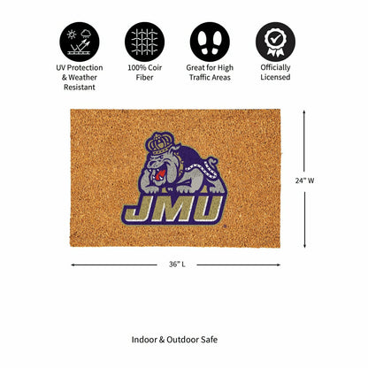 Team Sports America Recommended - James Madison University Large Full Color Coir Mat, 36"x24"