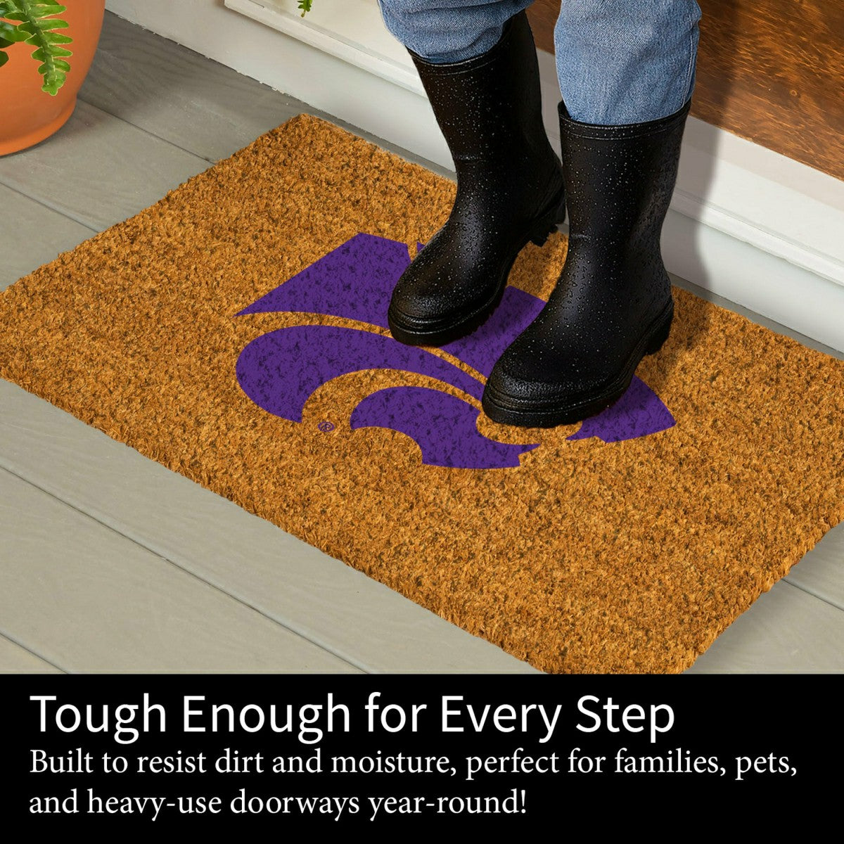 Team Sports America Essential - Coir Mat, 16"x28", Kansas State University