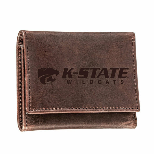 Team Sports America Value - Kansas State University, Tri-Fold Wallet, Brown, CH, 100% Genuine Leat