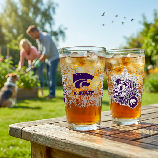 Team Sports America Classic - Kansas State University 16oz Glass pint, Set of 2