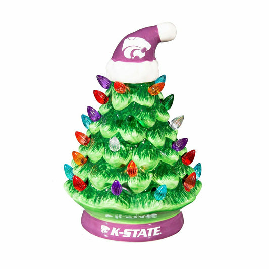 Team Sports America Value - 4" Mini LED Tabletop Christmas Tree, Set of 2, Kansas State University