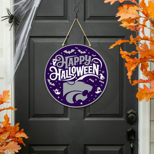 Team Sports America Best Seller - Kansas State University Halloween Round Door Décor with Hanging Rope,