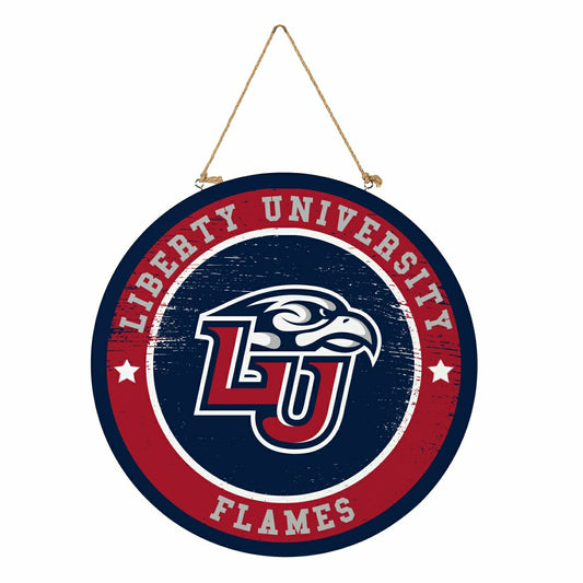 Team Sports America Signature - Liberty University Round Door Décor with Hanging Rope, 18x18