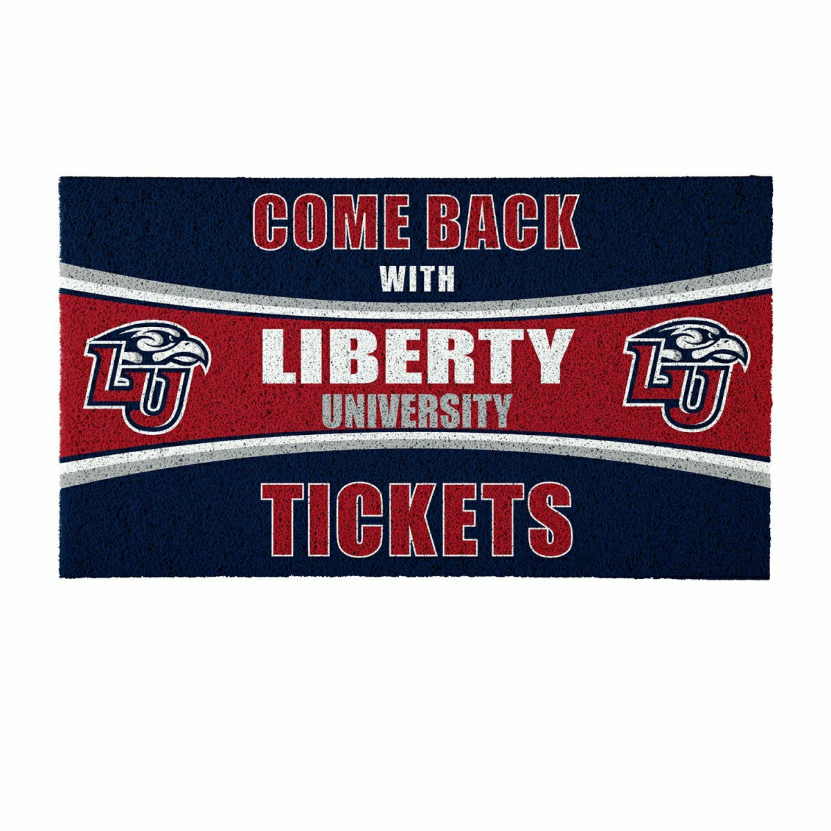 Team Sports America Essential - 28" x 16" PVC Trapper Mat, Come Back with Tickets, Liberty University