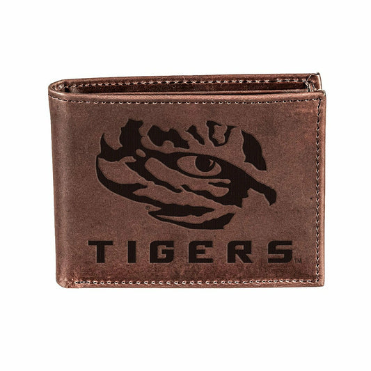 Team Sports America Recommended - LSU, Bi-Fold Wallet, Brown, CH, 100% Genuine Leather