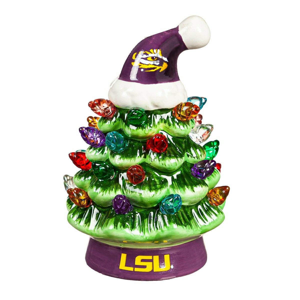 Team Sports America Value - 4" Mini LED Tabletop Christmas Tree, Set of 2, Louisiana State Univers
