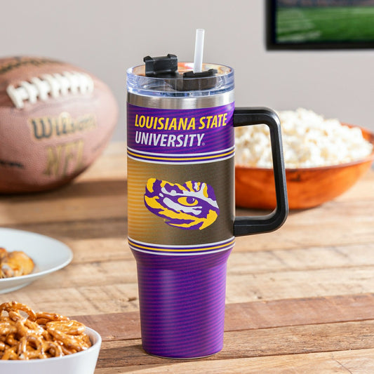 Team Sports America Essential - 40oz Stainless Steel Canyon Cup w/ Straw, Louisiana State University