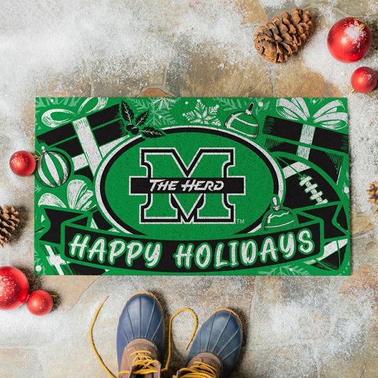 Team Sports America Signature - Marshall University Holiday PVC Mat, 28"x16"