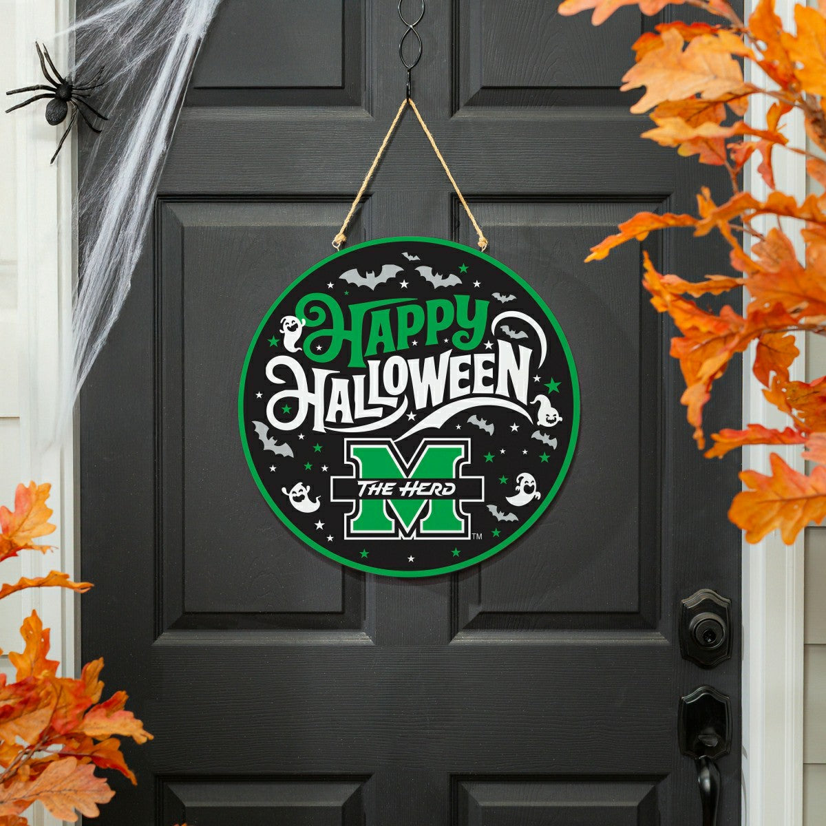 Team Sports America Value - Marshall University Halloween Round Door Décor with Hanging Rope, 18x1