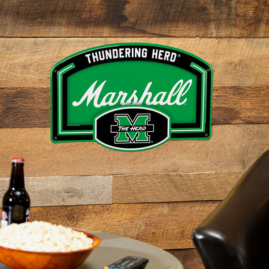 Team Sports America Recommended - Marshall University USA Embossed Steel Wall Sign, 11" x 17"