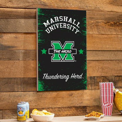 Team Sports America Essential - Marshall University Wood Wall Sign, 16x24