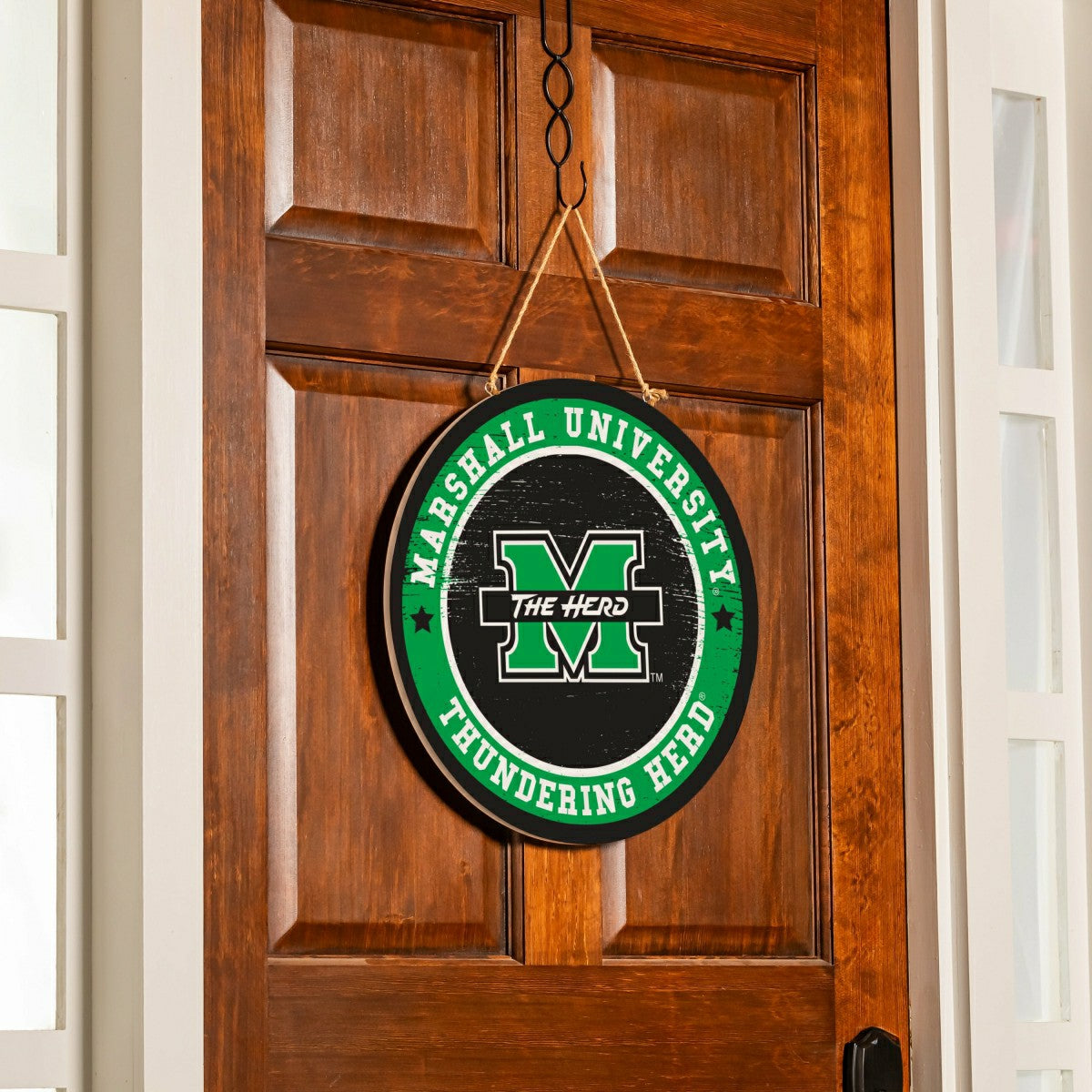 Team Sports America Value - Marshall University Round Door Décor with Hanging Rope, 18x18