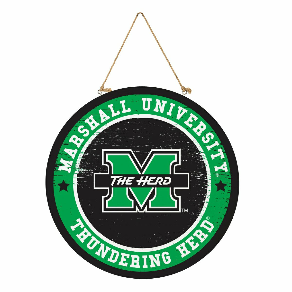 Team Sports America Value - Marshall University Round Door Décor with Hanging Rope, 18x18