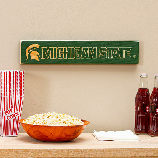 Team Sports America Exclusive - Michigan State University Engraved Wood Sign, 3.5" x 18"
