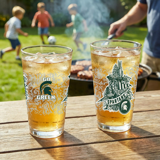 Team Sports America Everyday - Michigan State University 16oz Glass pint, Set of 2