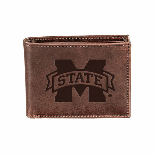 Team Sports America Signature - Mississippi State, Bi-Fold Wallet, Brown, CH, 100% Genuine Leather