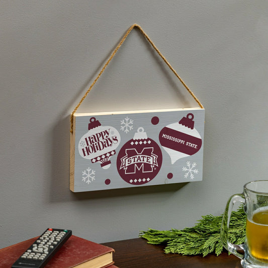 Team Sports America Signature - Mississippi State University Holiday Wood Wall Sign, 6x11