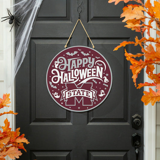 Team Sports America Signature - Mississippi State University Halloween Round Door Décor with Hanging R