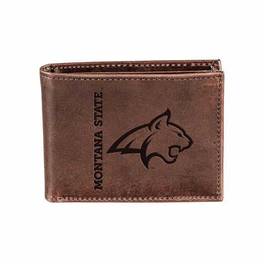 Team Sports America Signature - Montana State University, Bi-Fold Wallet, Brown, CH, 100% Genuine Leat