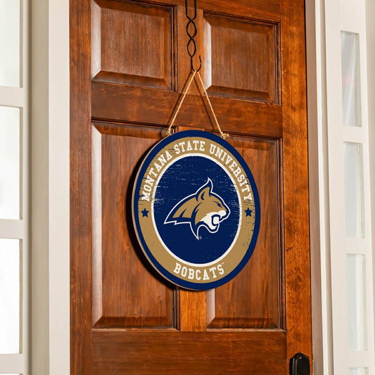 Team Sports America Recommended - Montana State University Round Door Décor with Hanging Rope, 18x18