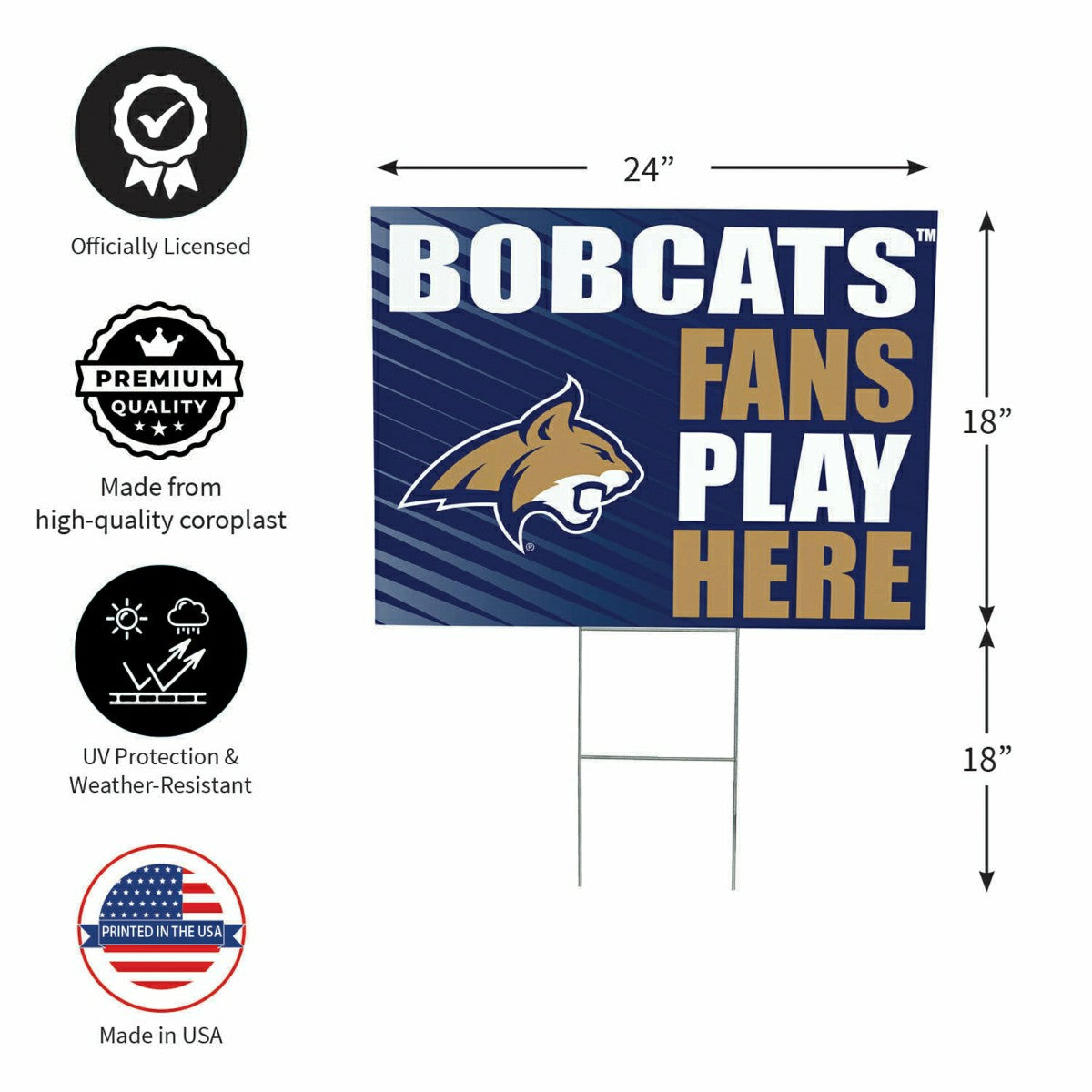 Team Sports America Trending - Montana State University Coroplast Yard Sign "Fans Play Here"