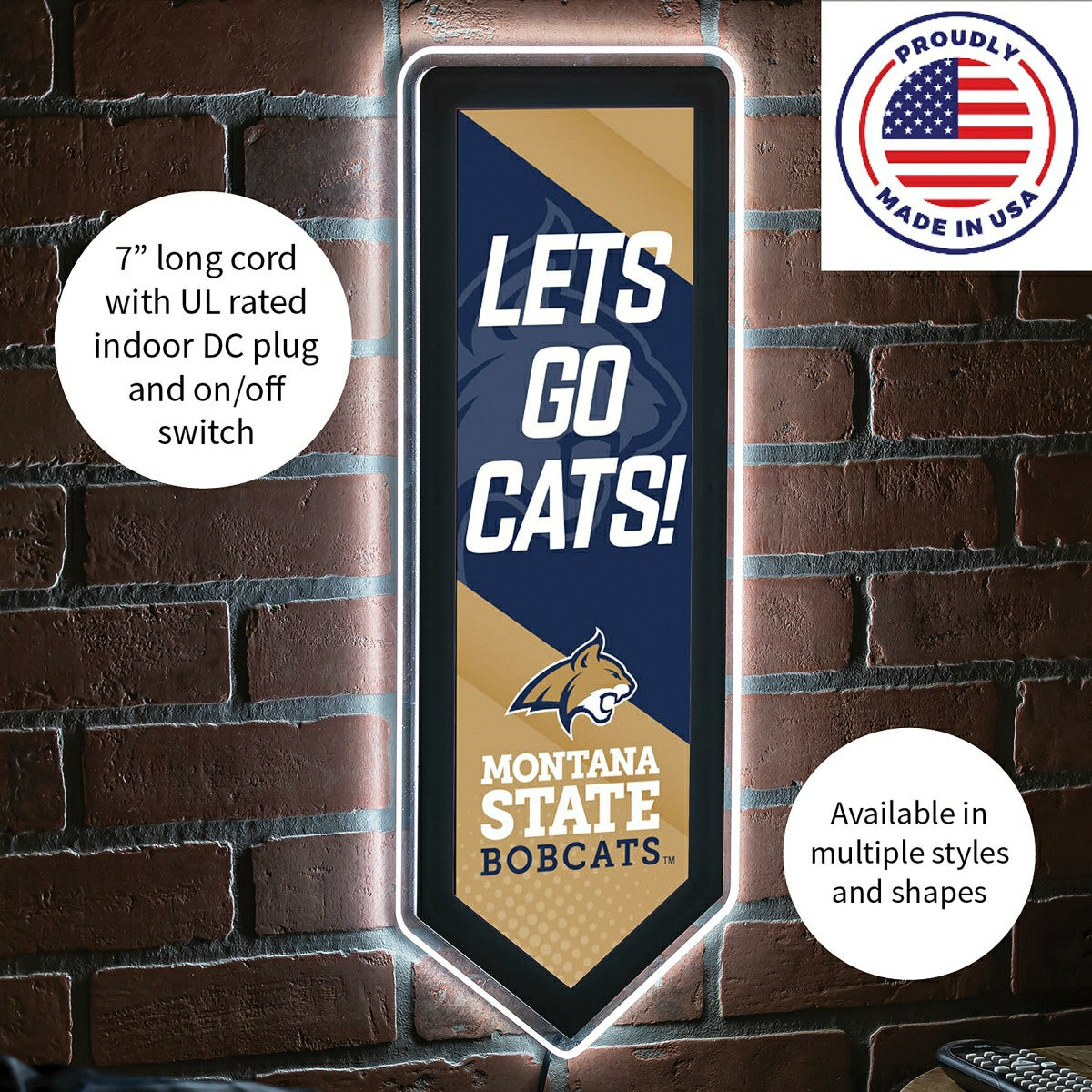 Team Sports America Recommended - LED Wall Decor, Pennant, Montana State University