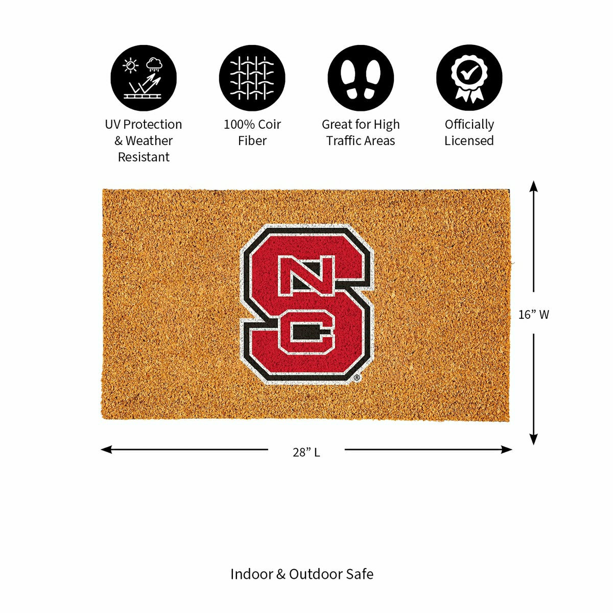 Team Sports America Everyday - Coir Mat, 16"x28", North Carolina State University