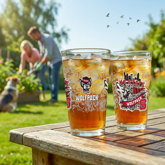 Team Sports America Signature - North Carolina State University 16oz Glass pint, Set of 2